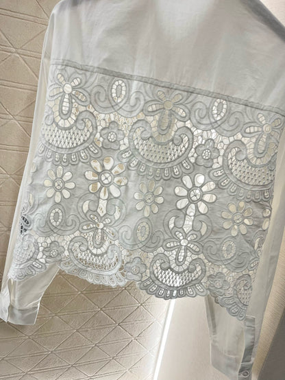 2025SS new hollow lace white suit