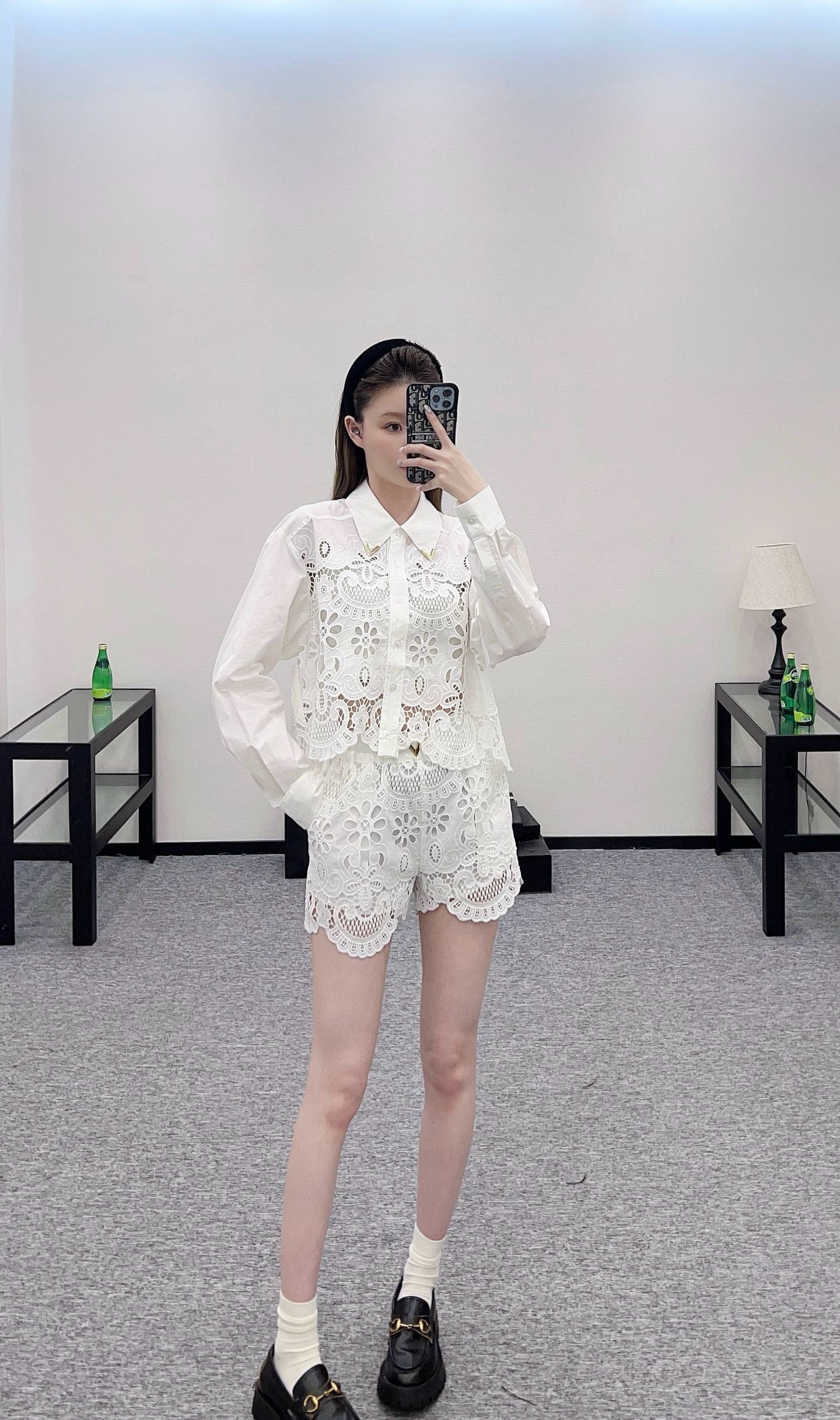 2025SS new hollow lace white suit