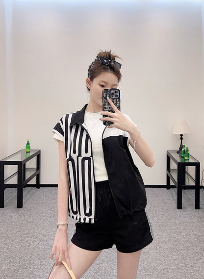 2025 New Letter Short Zipper Suit