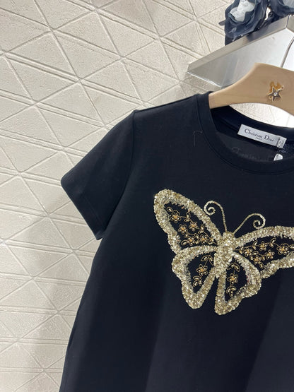 D* New Arrival Embroidered Beaded Short Sleeves