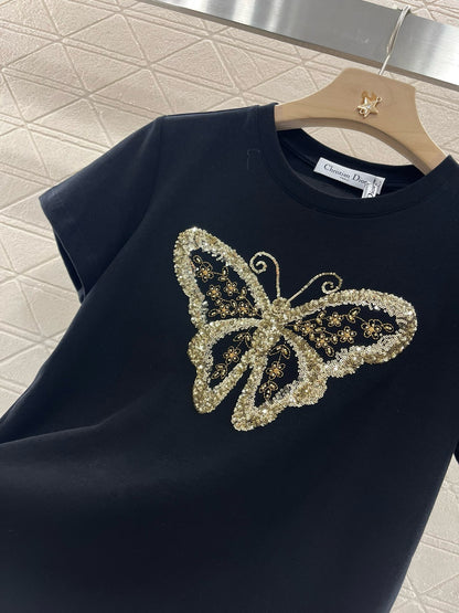 D* New Arrival Embroidered Beaded Short Sleeves