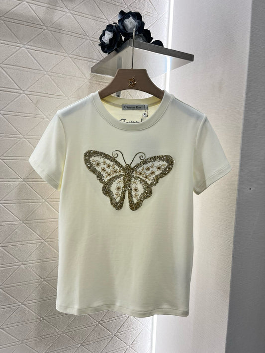D* New Arrival Embroidered Beaded Short Sleeves