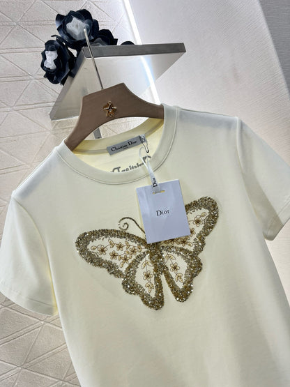 D* New Arrival Embroidered Beaded Short Sleeves