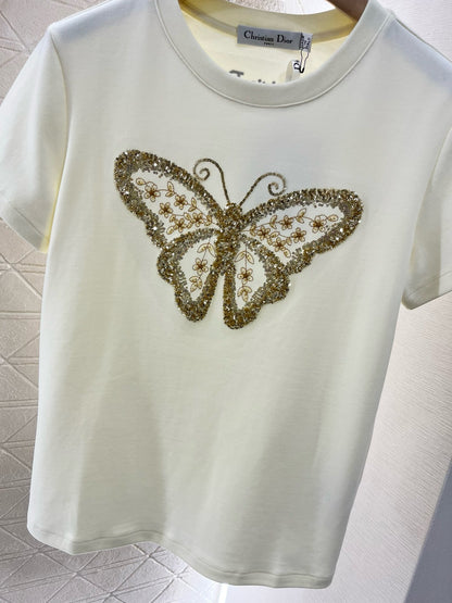 D* New Arrival Embroidered Beaded Short Sleeves