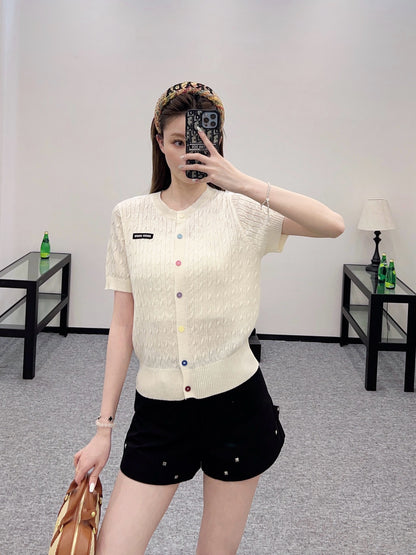 MI*MI*New Arrival Knitted Short Sleeve Cardigan