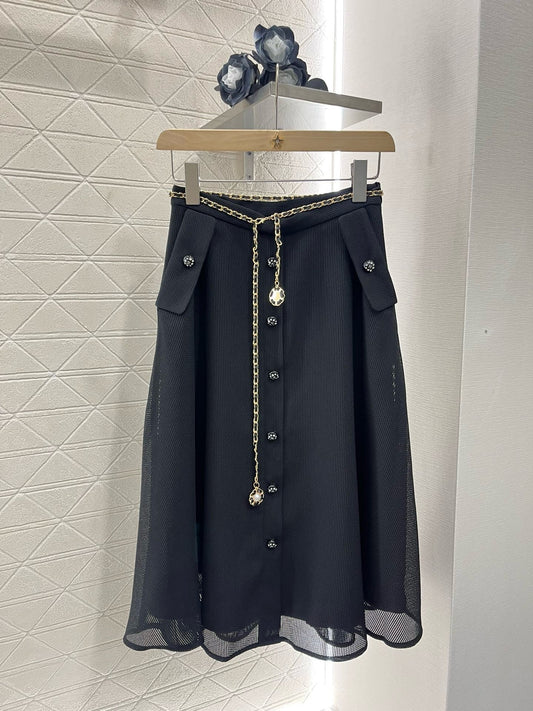 C* 2025SS New Arrivals Belt Chain Button Skirt