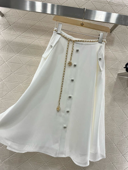 C* 2025SS New Arrivals Belt Chain Button Skirt
