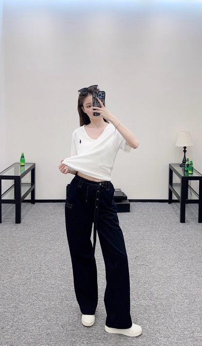 MI*MI* 2025SS New Arrival Belt Straight Jeans