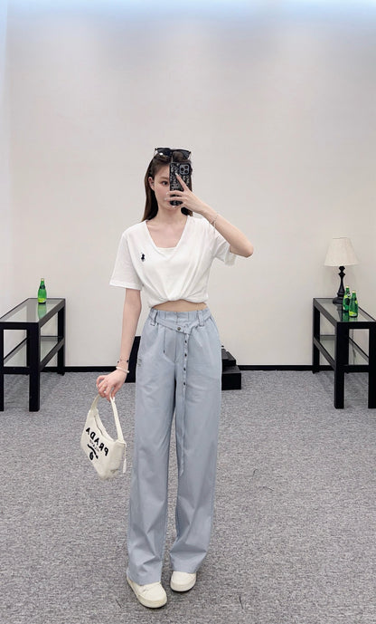 MI*MI* 2025SS New Arrival Belt Straight Jeans