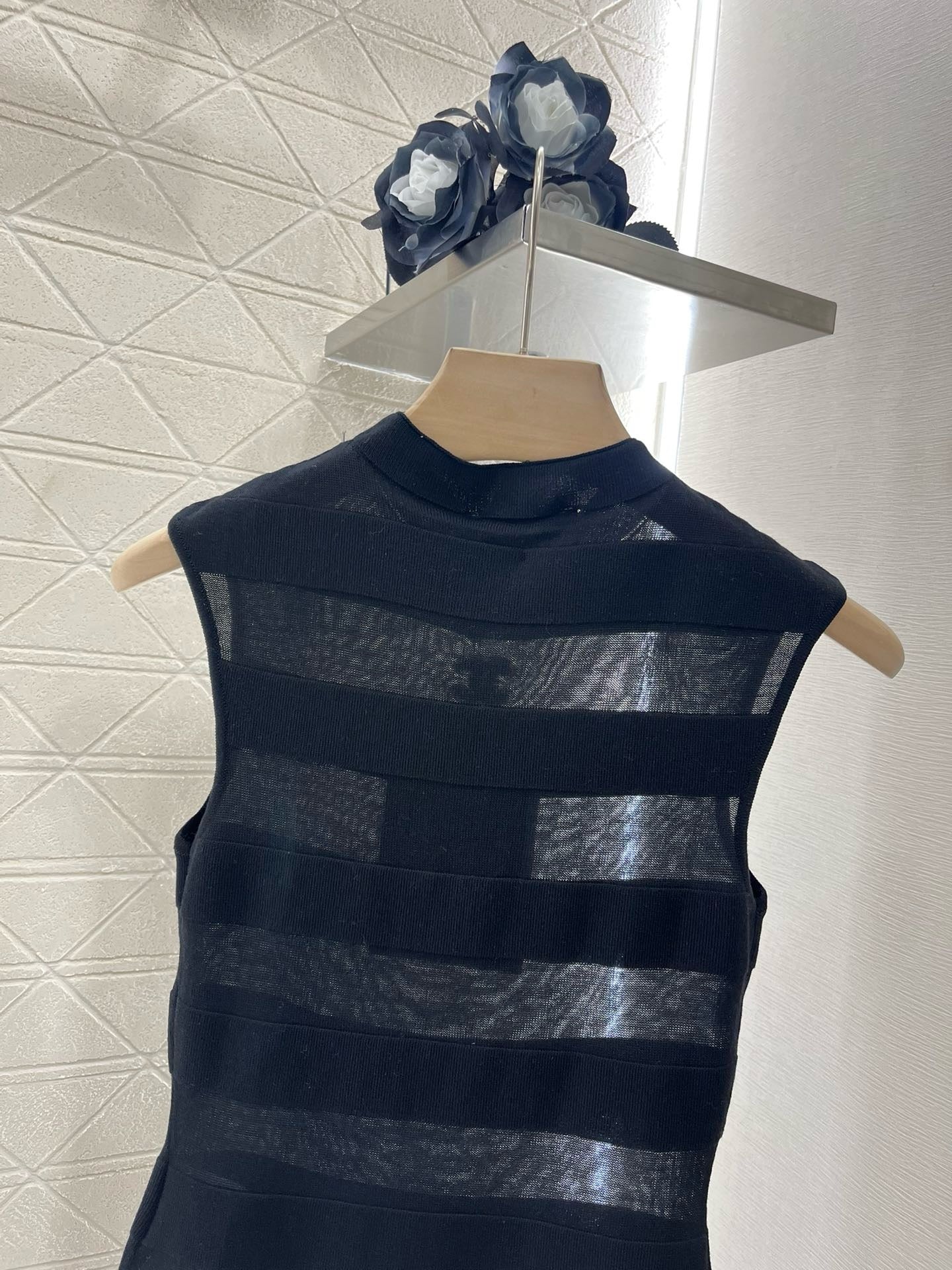 C* New Stand Collar Splicing Knitted Vest