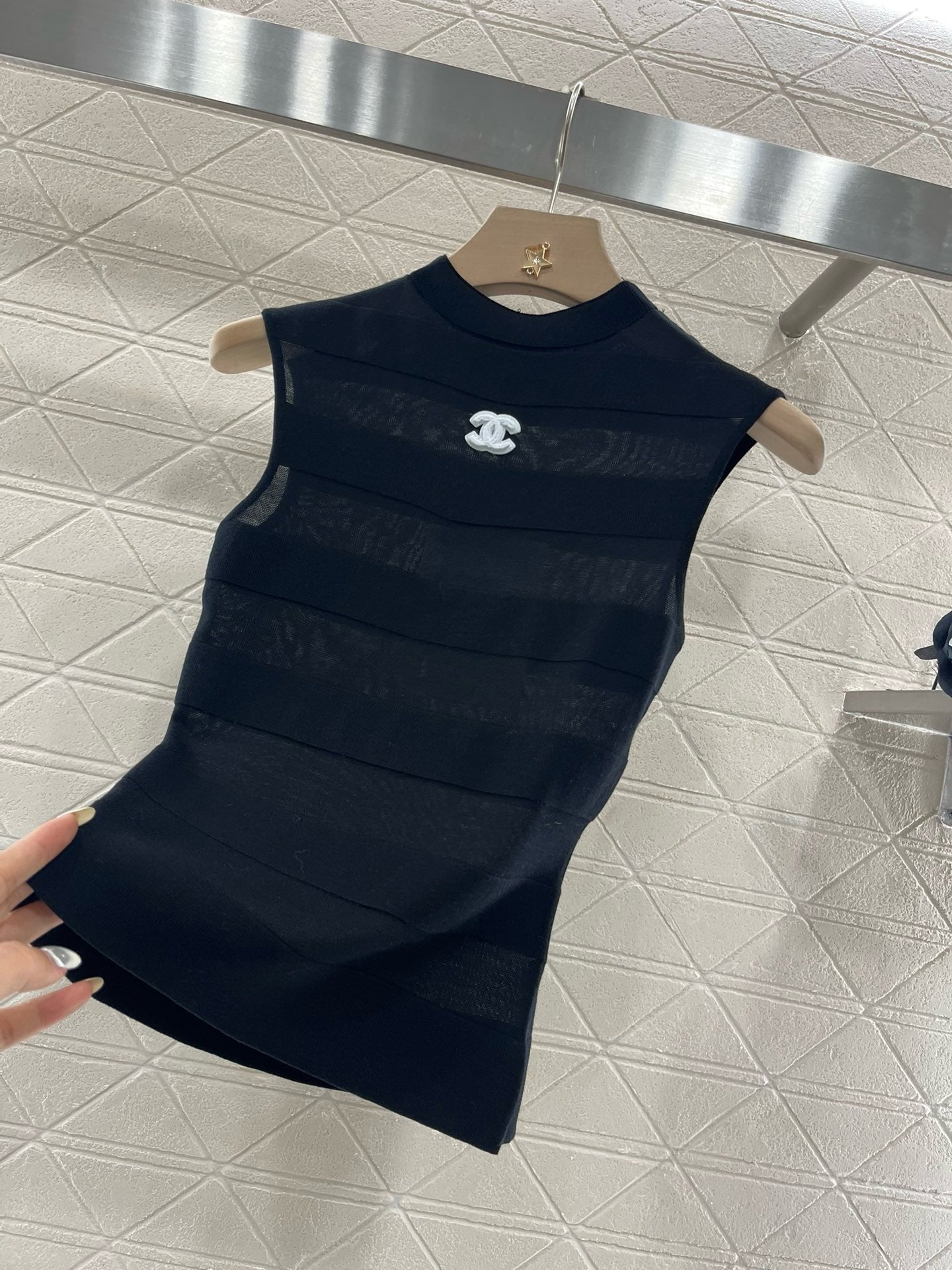 C* New Stand Collar Splicing Knitted Vest