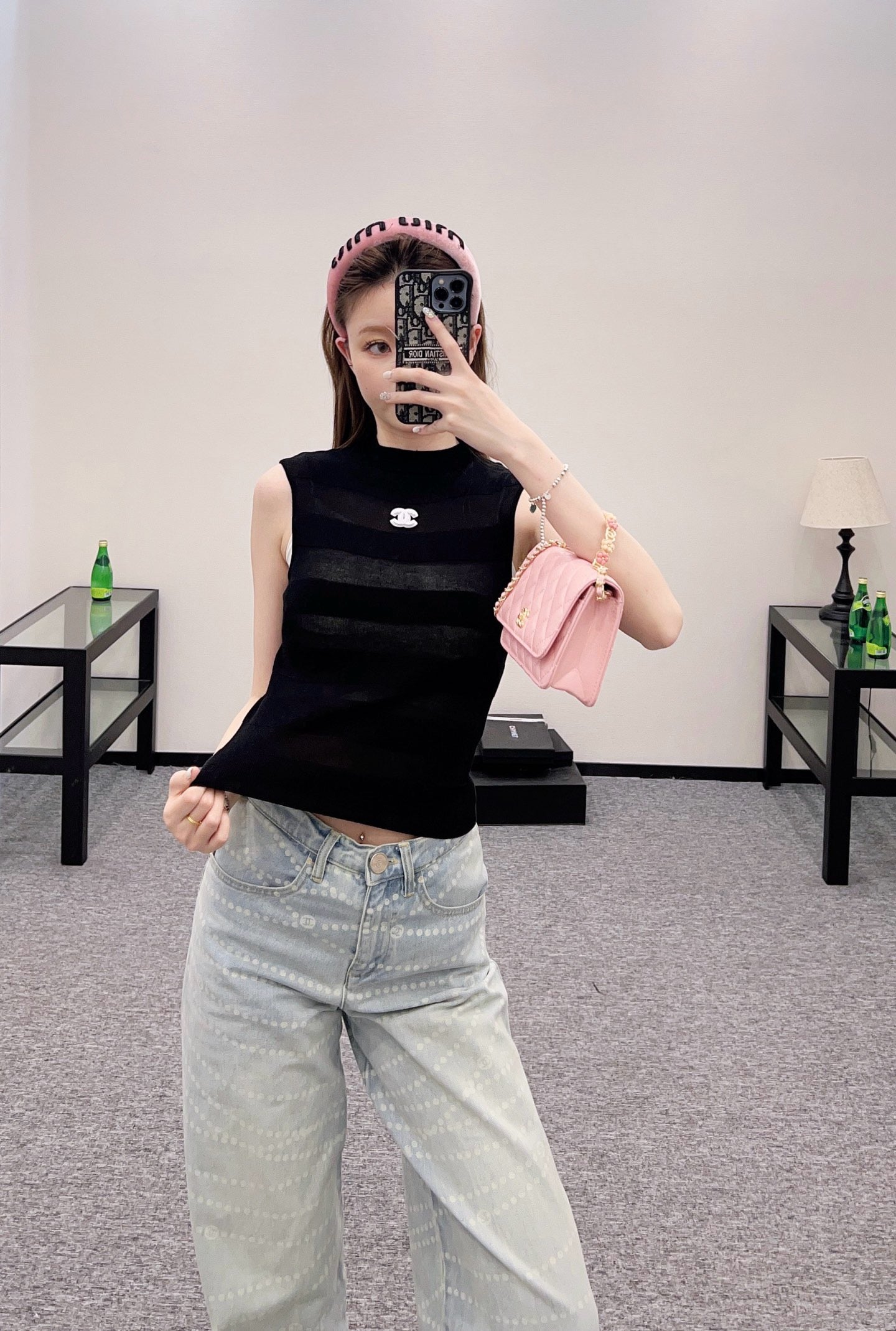 C* New Stand Collar Splicing Knitted Vest