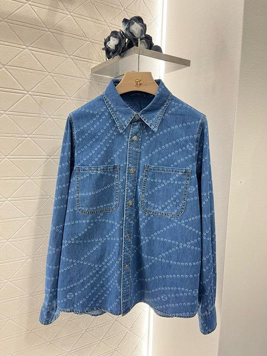 C* New Pearl Chain Denim Shirt