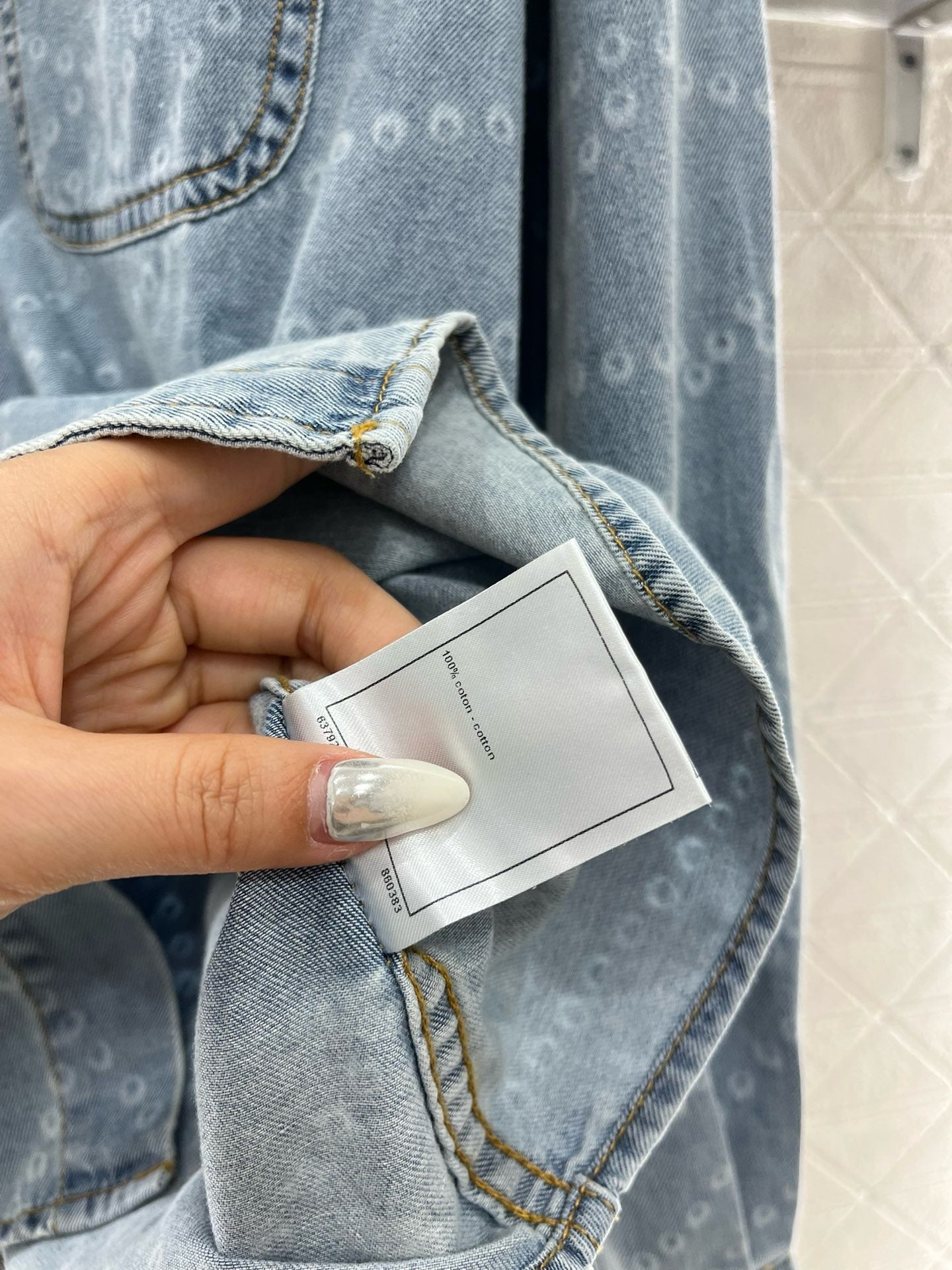 C* New Pearl Chain Denim Shirt