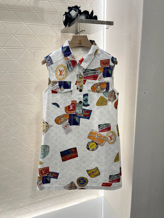 L*New Arrivals Letter Print White Tank Dress