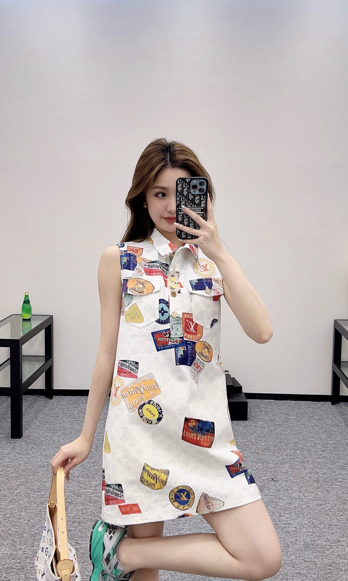L*New Arrivals Letter Print White Tank Dress