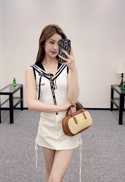 MI*MI* New Arrival Shawl Ribbon Bow Knitted Short Sleeve