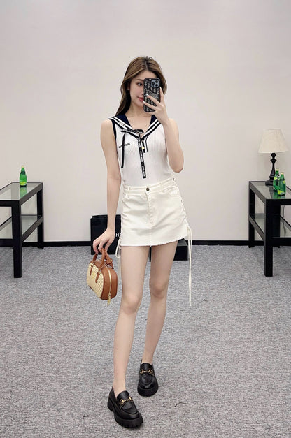 MI*MI* New Arrival Shawl Ribbon Bow Knitted Short Sleeve