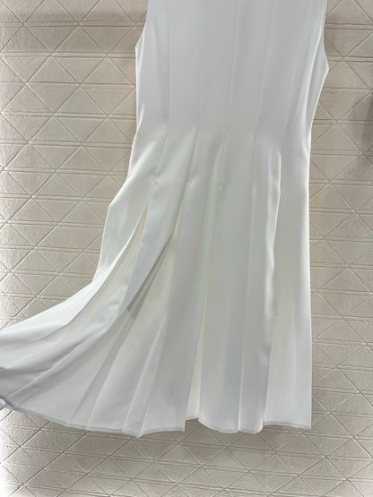 L* New arrival Lapel sleeveless white dress