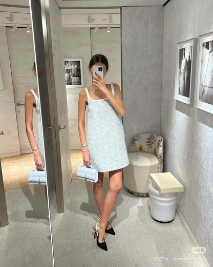 D* new fashion denim belt lapel vest dress