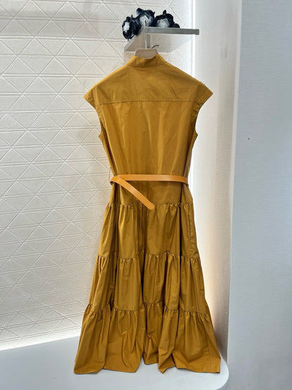 M*New Arrival Stand Collar Belt Dress