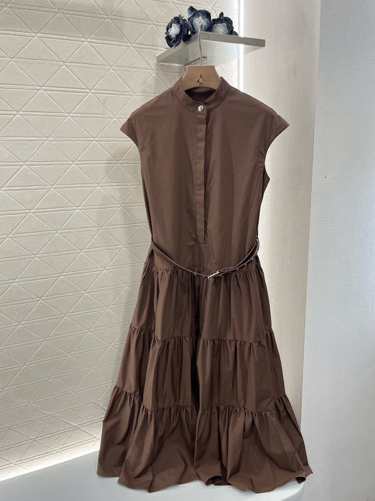 M*New Arrival Stand Collar Belt Dress
