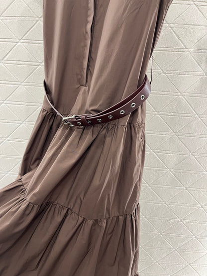 M*New Arrival Stand Collar Belt Dress