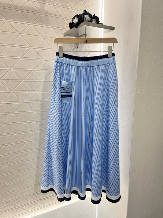 New Arrivals Printed Striped High Waist Skirt