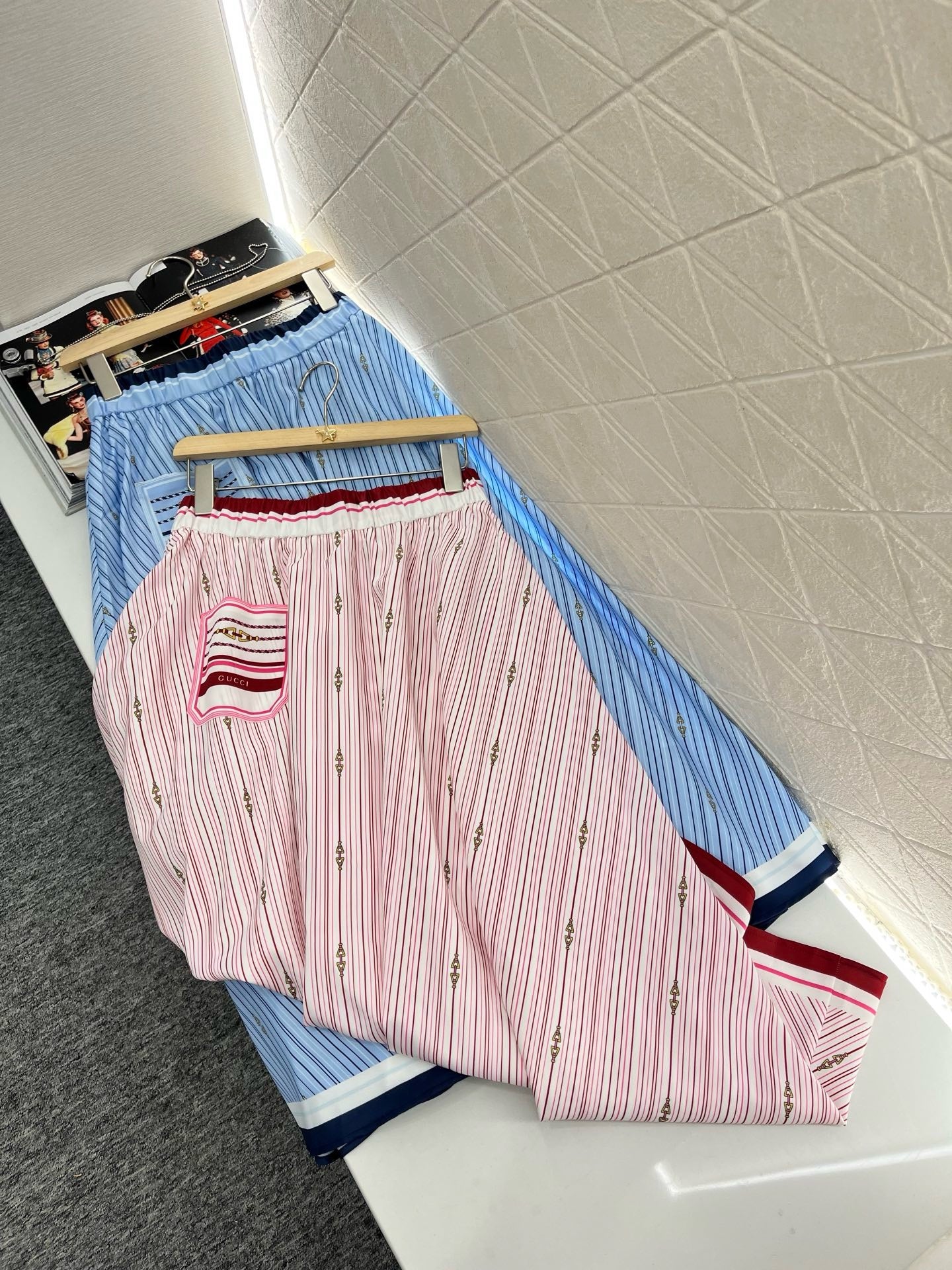 New Arrivals Printed Striped High Waist Skirt