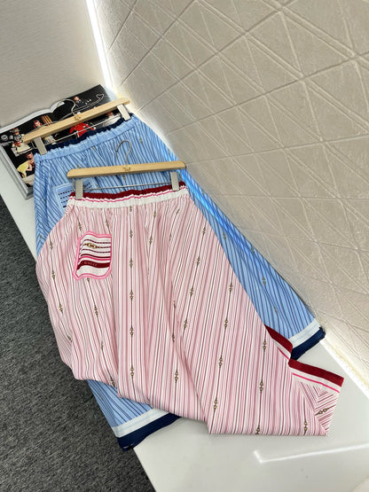 New Arrivals Printed Striped High Waist Skirt