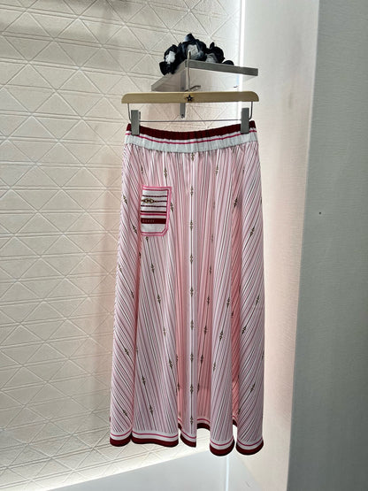 New Arrivals Printed Striped High Waist Skirt