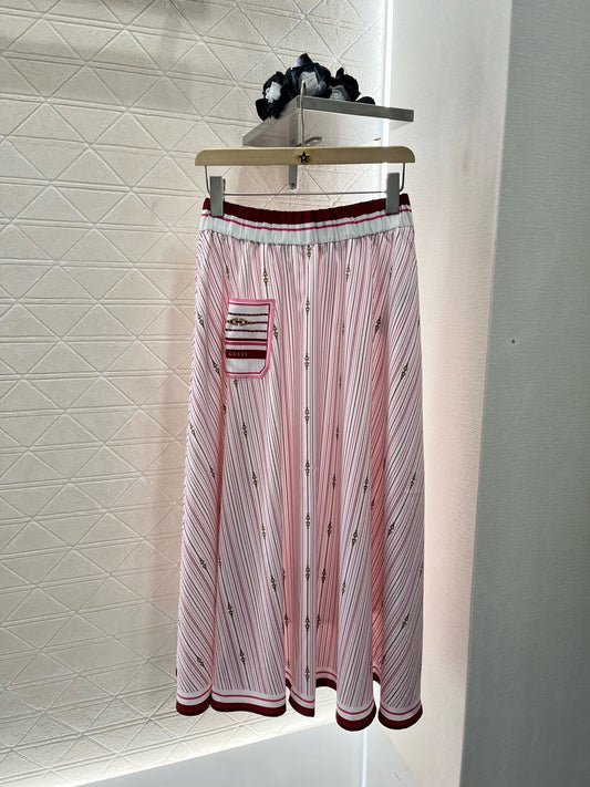 New Arrivals Printed Striped High Waist Skirt