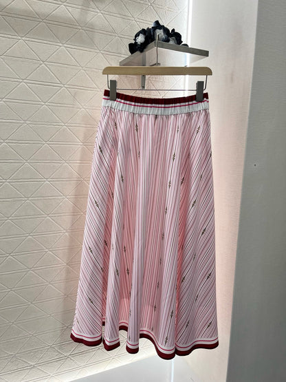 New Arrivals Printed Striped High Waist Skirt