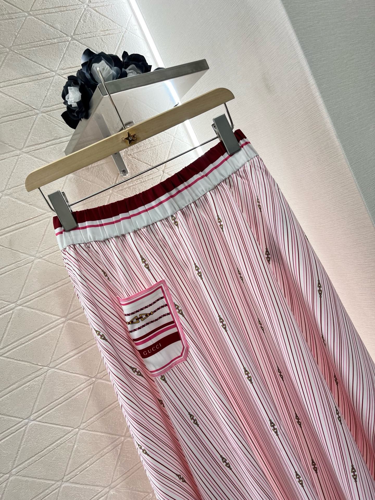 New Arrivals Printed Striped High Waist Skirt