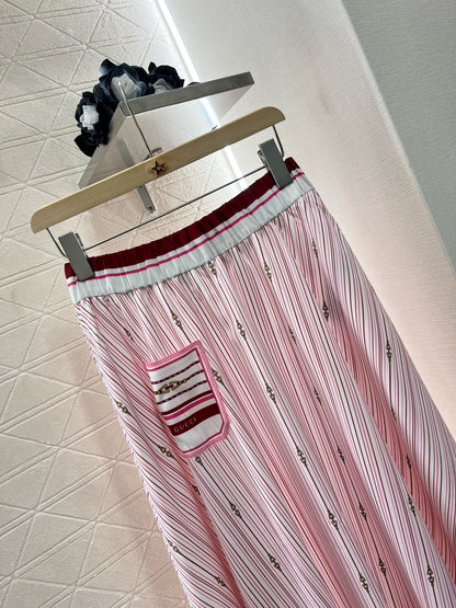 New Arrivals Printed Striped High Waist Skirt