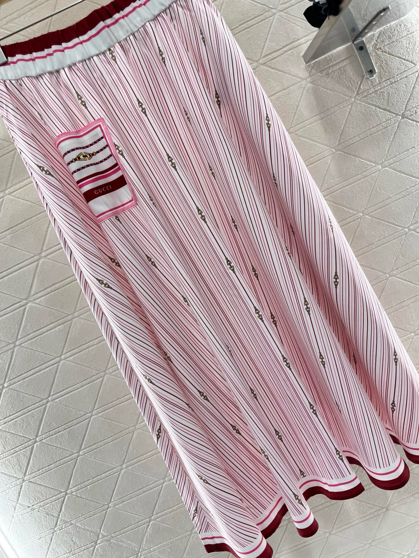 New Arrivals Printed Striped High Waist Skirt