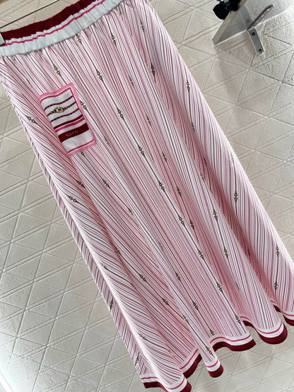 New Arrivals Printed Striped High Waist Skirt