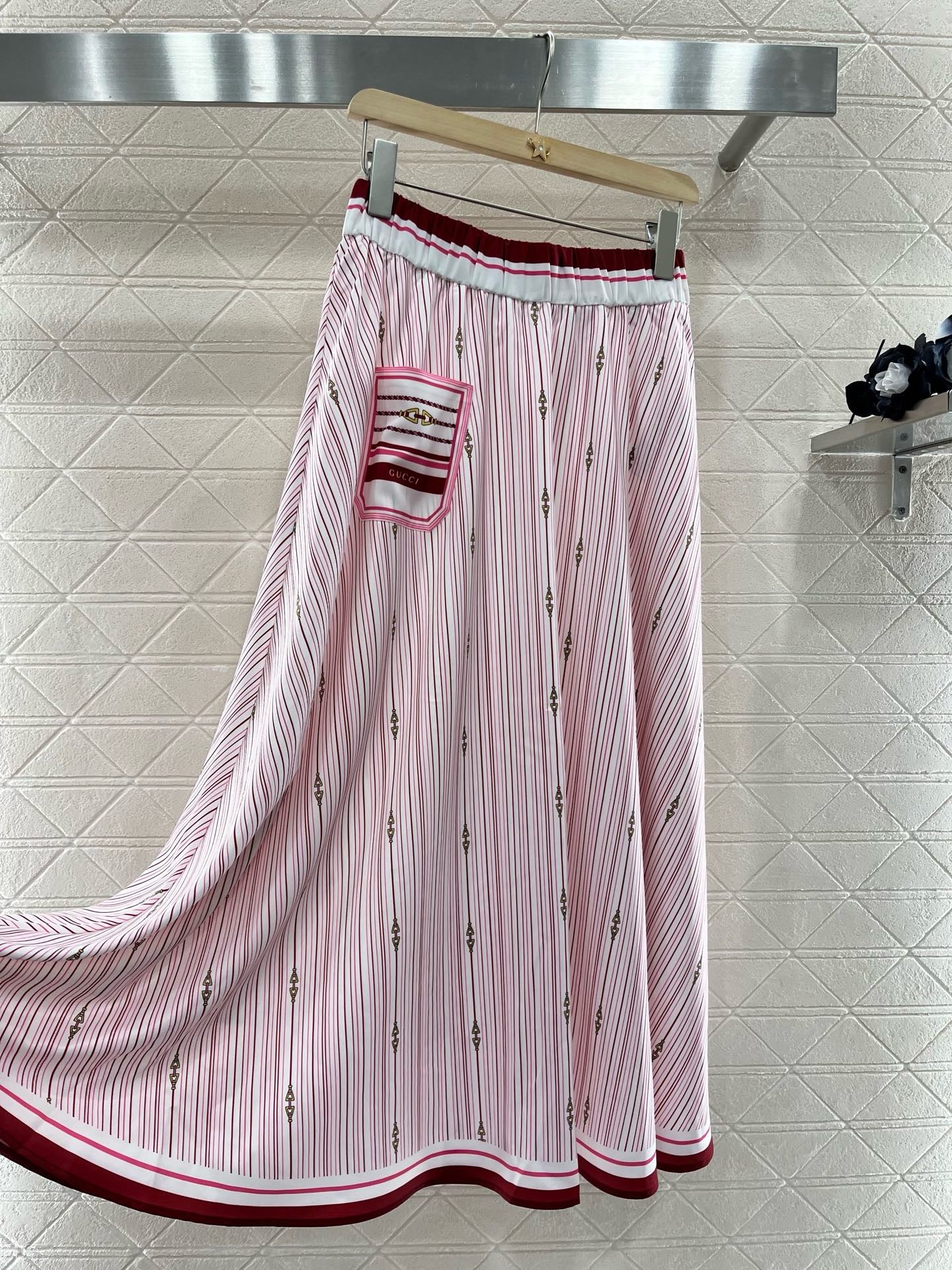 New Arrivals Printed Striped High Waist Skirt