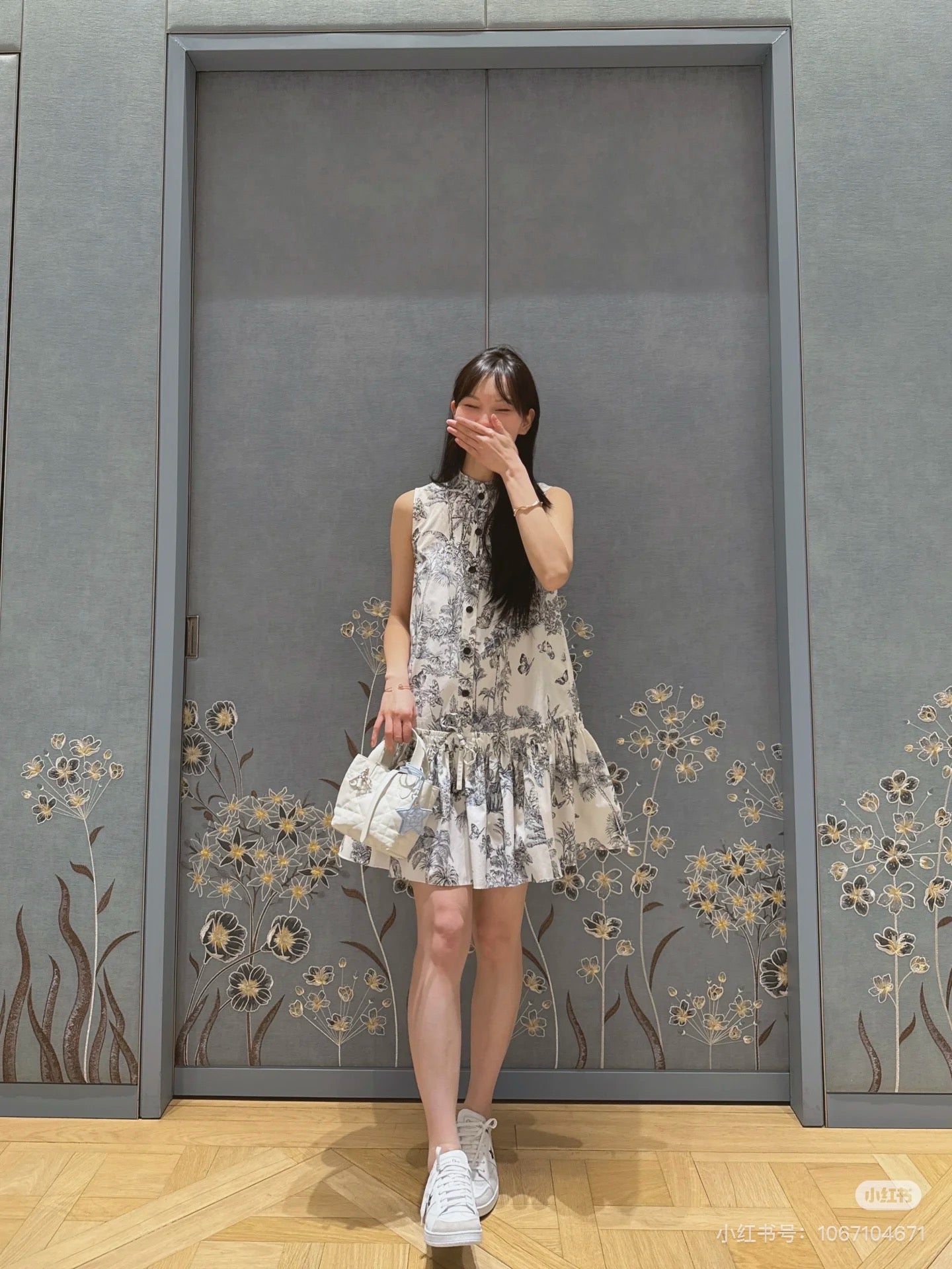 D*New Stand Collar Sleeveless Printed Dress