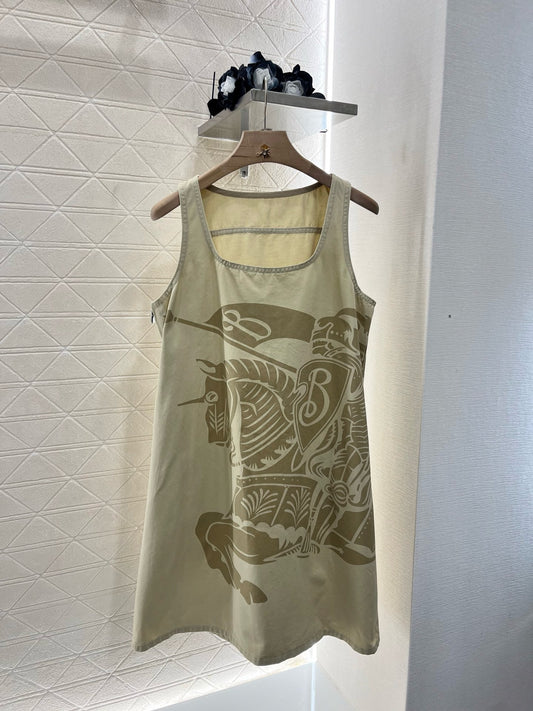 Burber**New arrival Lapel classic print vest dress