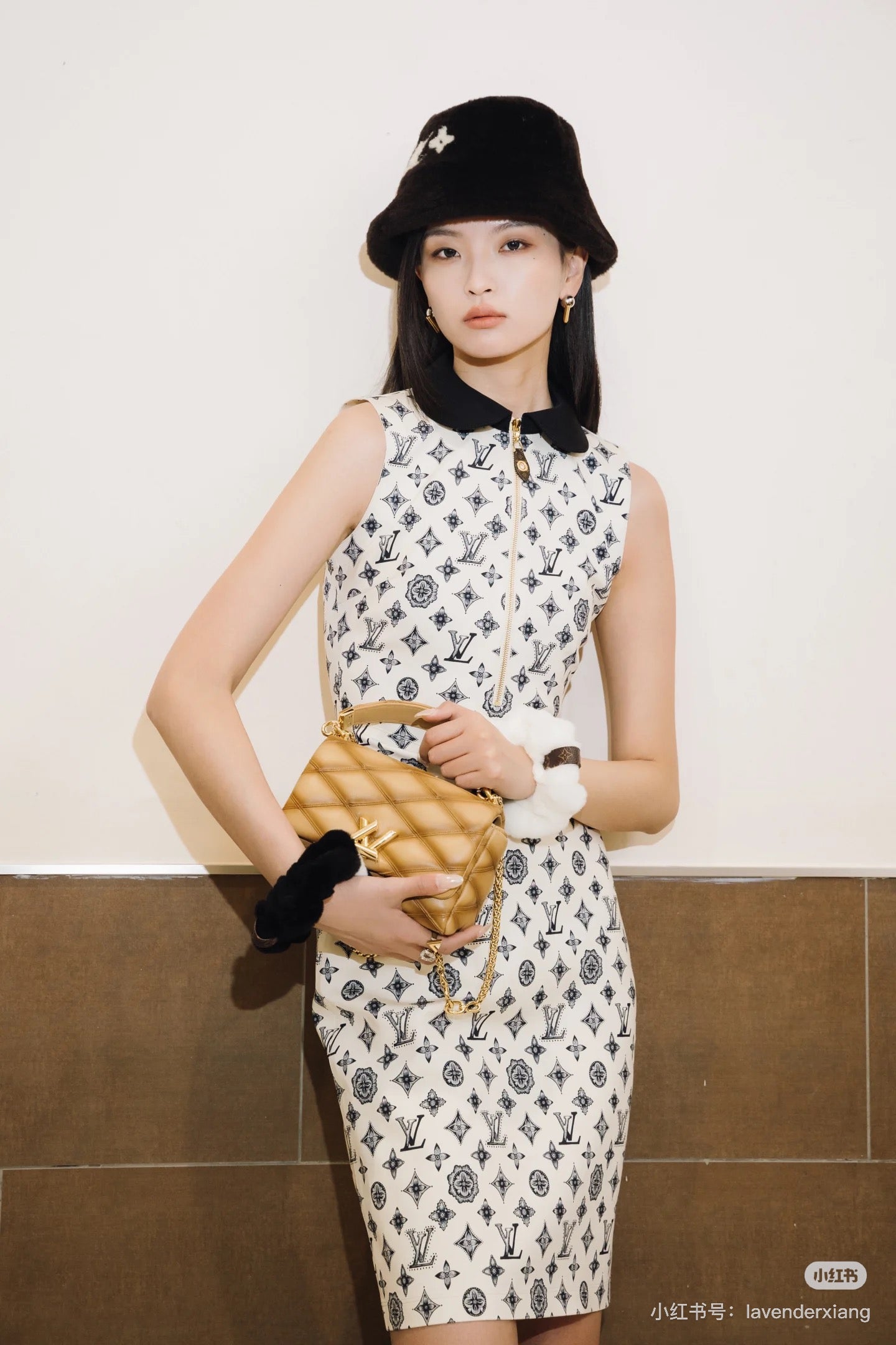 L*2025ss new style full body old flower letter sleeveless dress