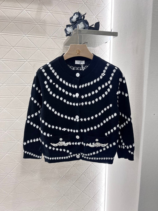 C*♥2025 New Arrival Black Knitted Cardigan