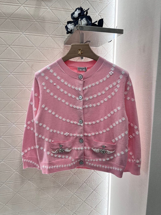 C*♥2025 New Arrival Pink Knitted Cardigan