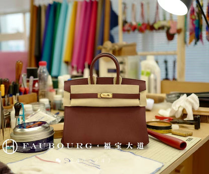 Hand-stitched birkin/togo leather