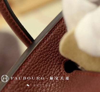 Hand-stitched birkin/togo leather