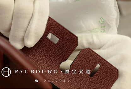 Hand-stitched birkin/togo leather