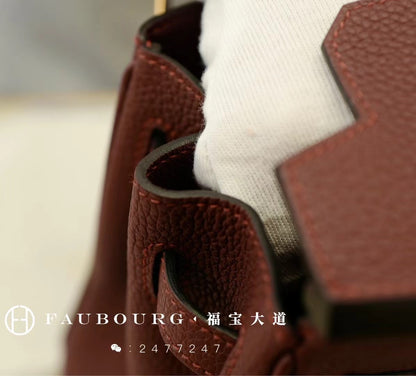 Hand-stitched birkin/togo leather