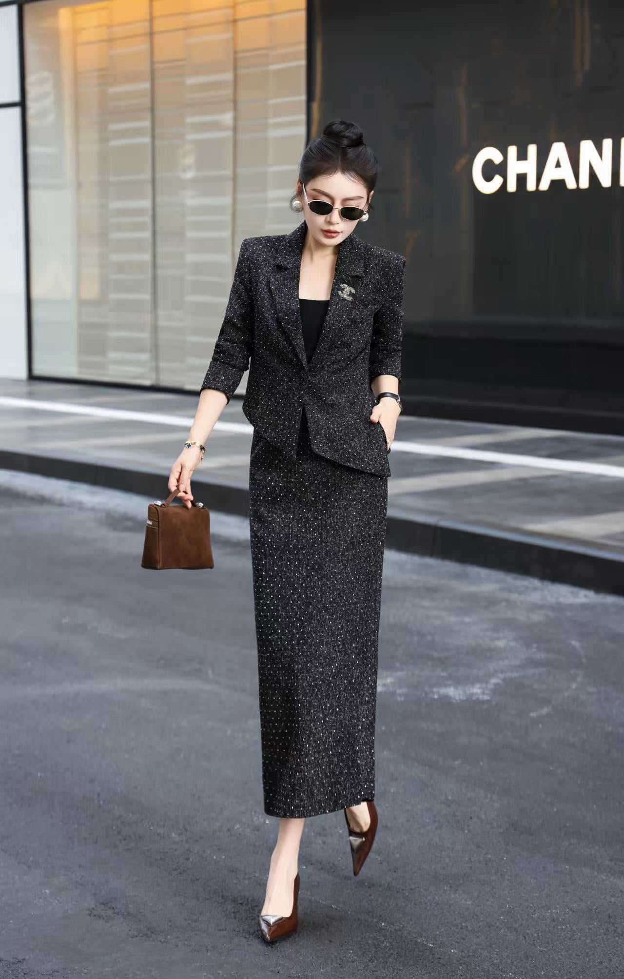 Chan NEW Woven Tweed Suit