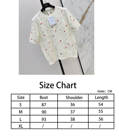 CD NEW embroidery short sleeve sweater