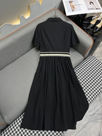 New style triangle logo letter ribbon waist design dress